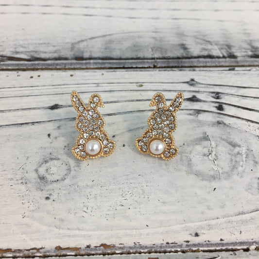 Rhinestone Easter bunny post earrings!