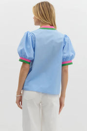 Napa- Bubble Sleeve Top With Band