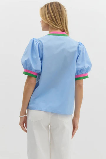 Napa- Bubble Sleeve Top With Band