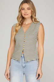 Nautical~ sleeveless striped vest