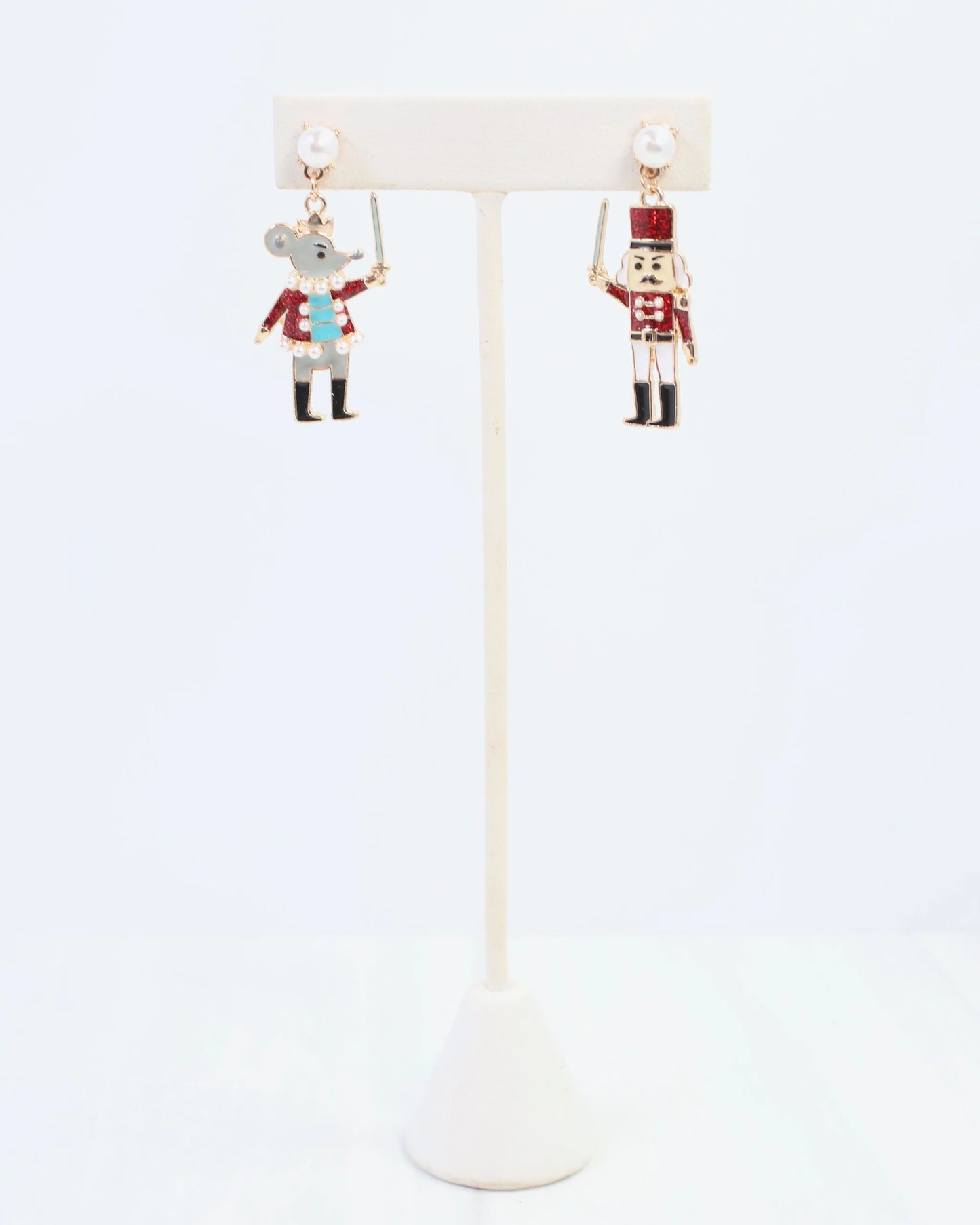 Mouse King and Nutcracker Earring Red