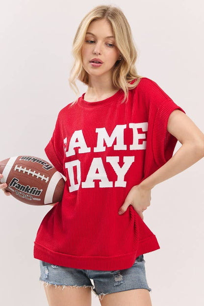 Game Day Ribbed Knit Top