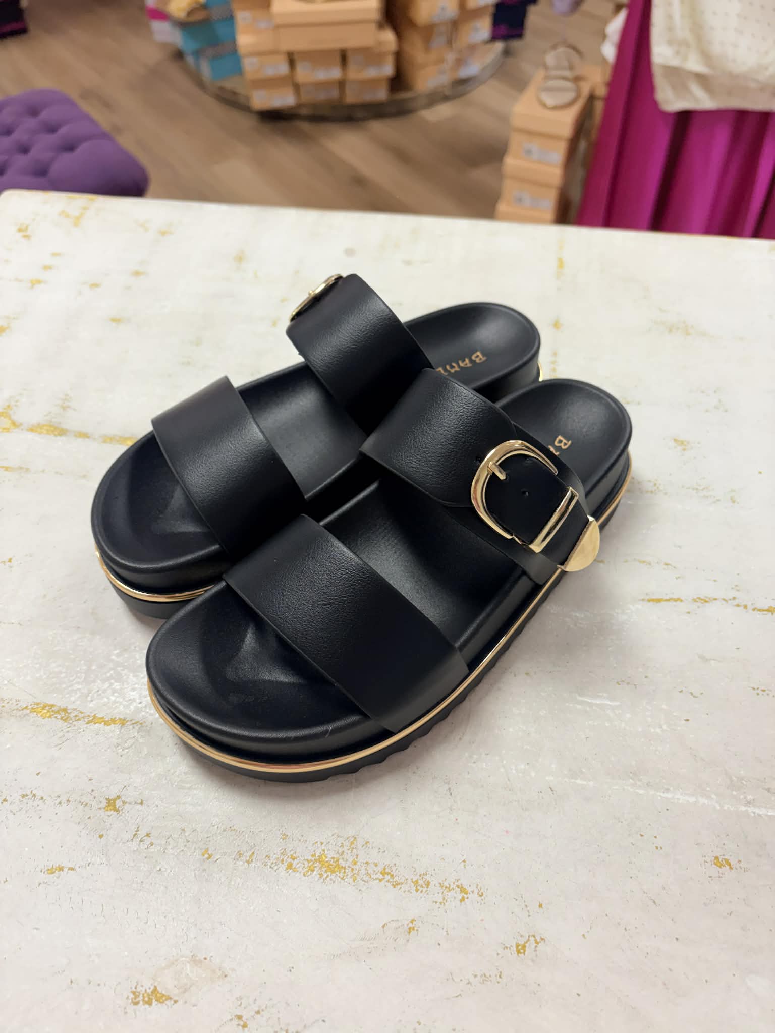 SALABLE- Black Double Strap Buckle Sandal