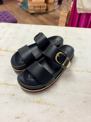 SALABLE- Black Double Strap Buckle Sandal