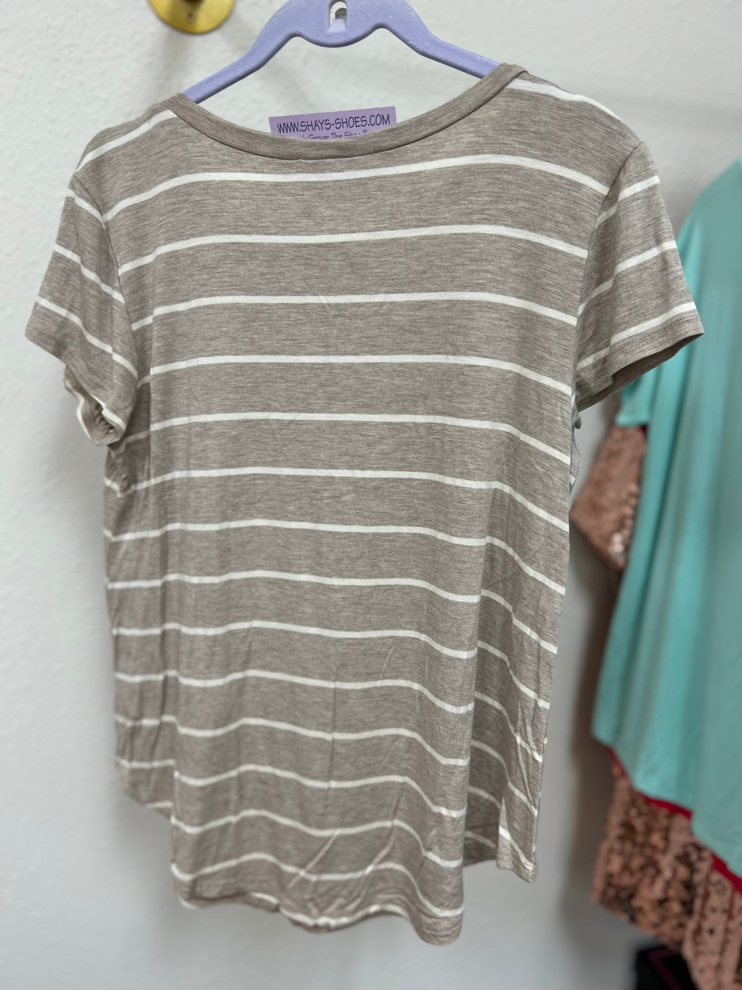 Heathered Taupe Striped Shirt