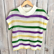Ivory Mardi Stripe Loose Knit S/S