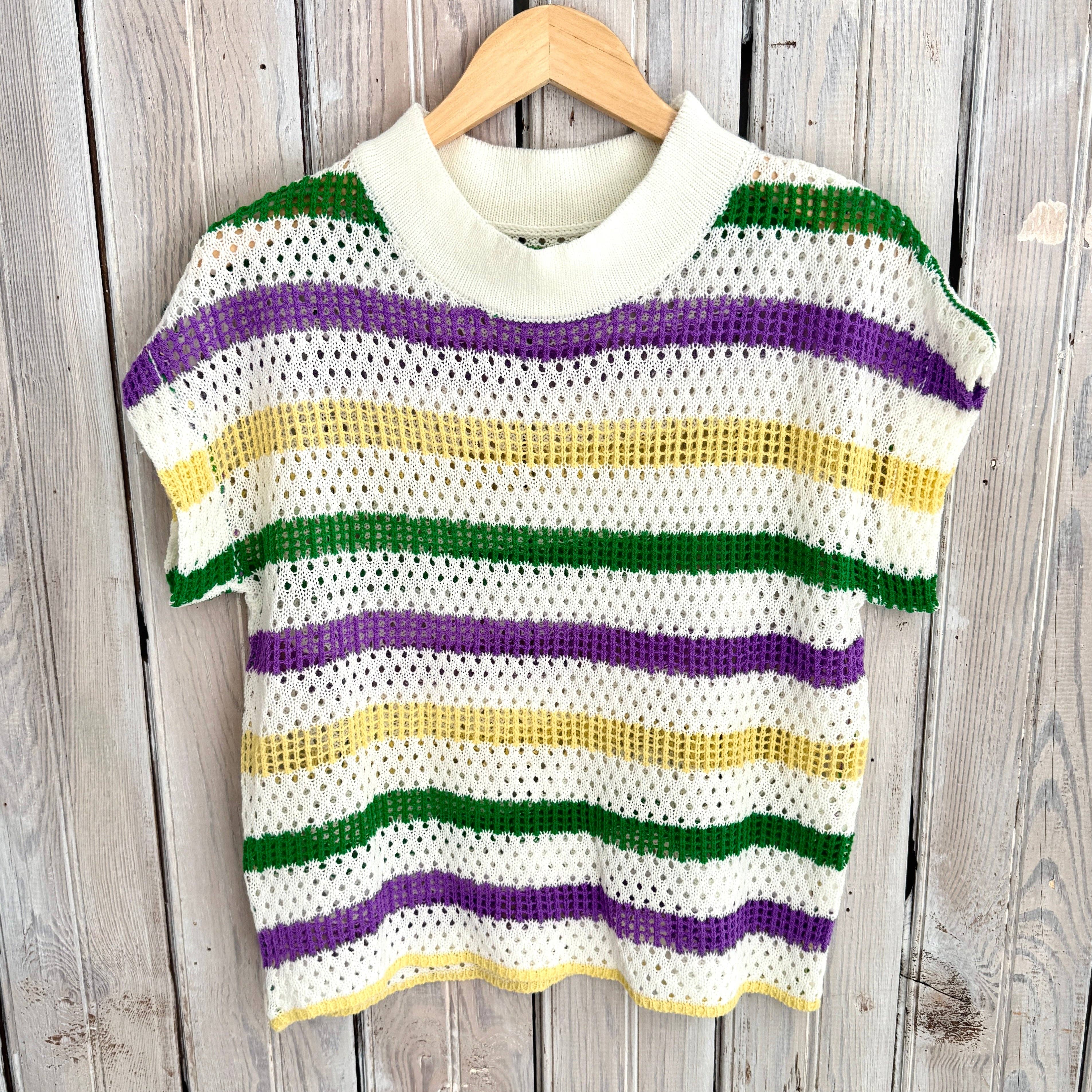 Ivory Mardi Stripe Loose Knit S/S