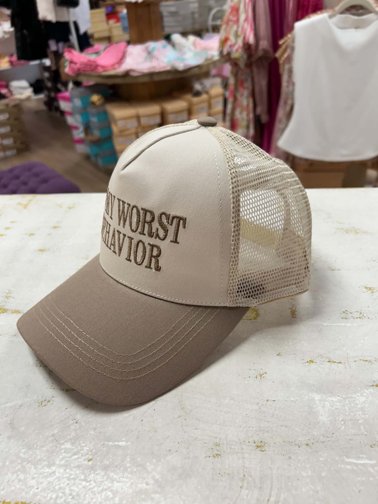 On My Worst Behavior- Two Tone Mesh Snapback Hat
