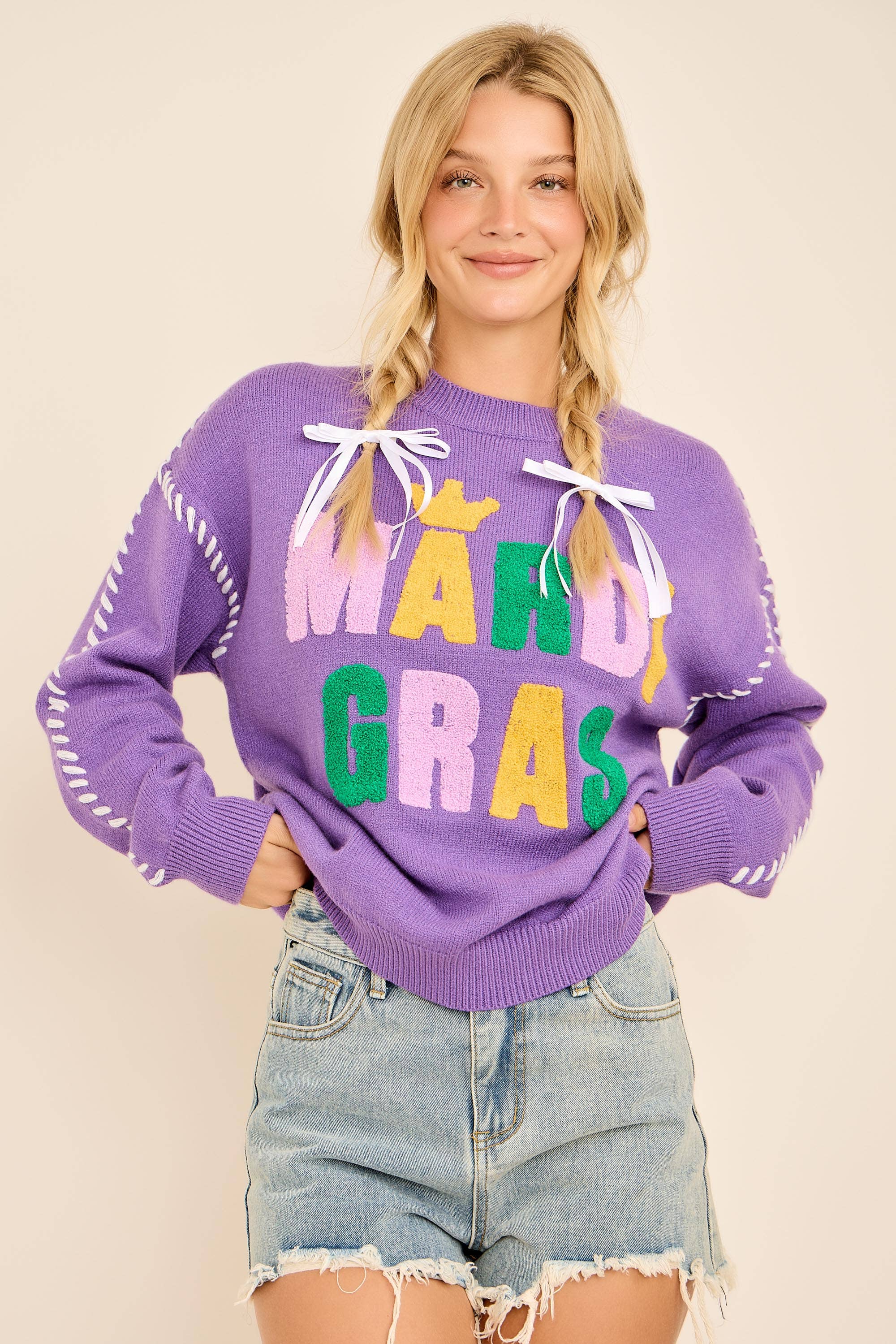 What time is it?- Mardi Gras  Sweater