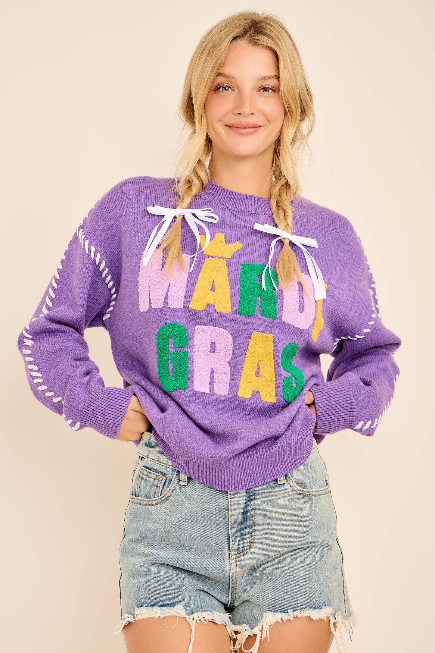 What time is it?- Mardi Gras  Sweater