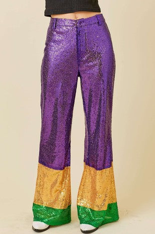 Mardi Gras Sequin Wide Leg Pants