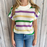 Ivory Mardi Stripe Loose Knit S/S