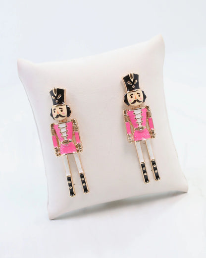Naughty or Nice Nutcracker Earring Hot Pink