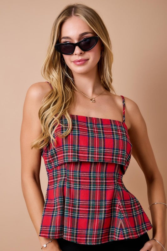 Plaid Fit & Flare Top