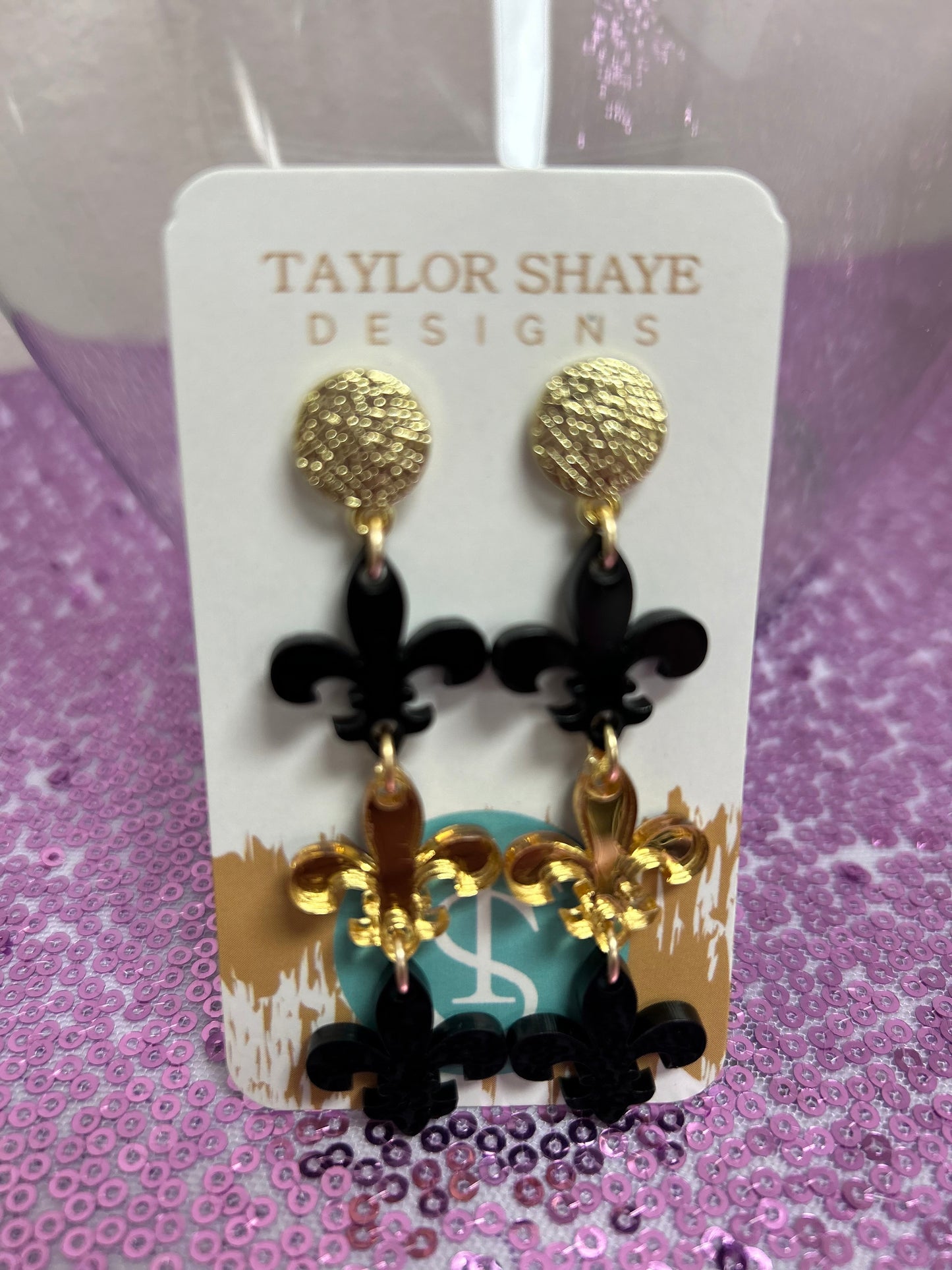 Taylor Shaye Drop Fleur De Lis Earrings