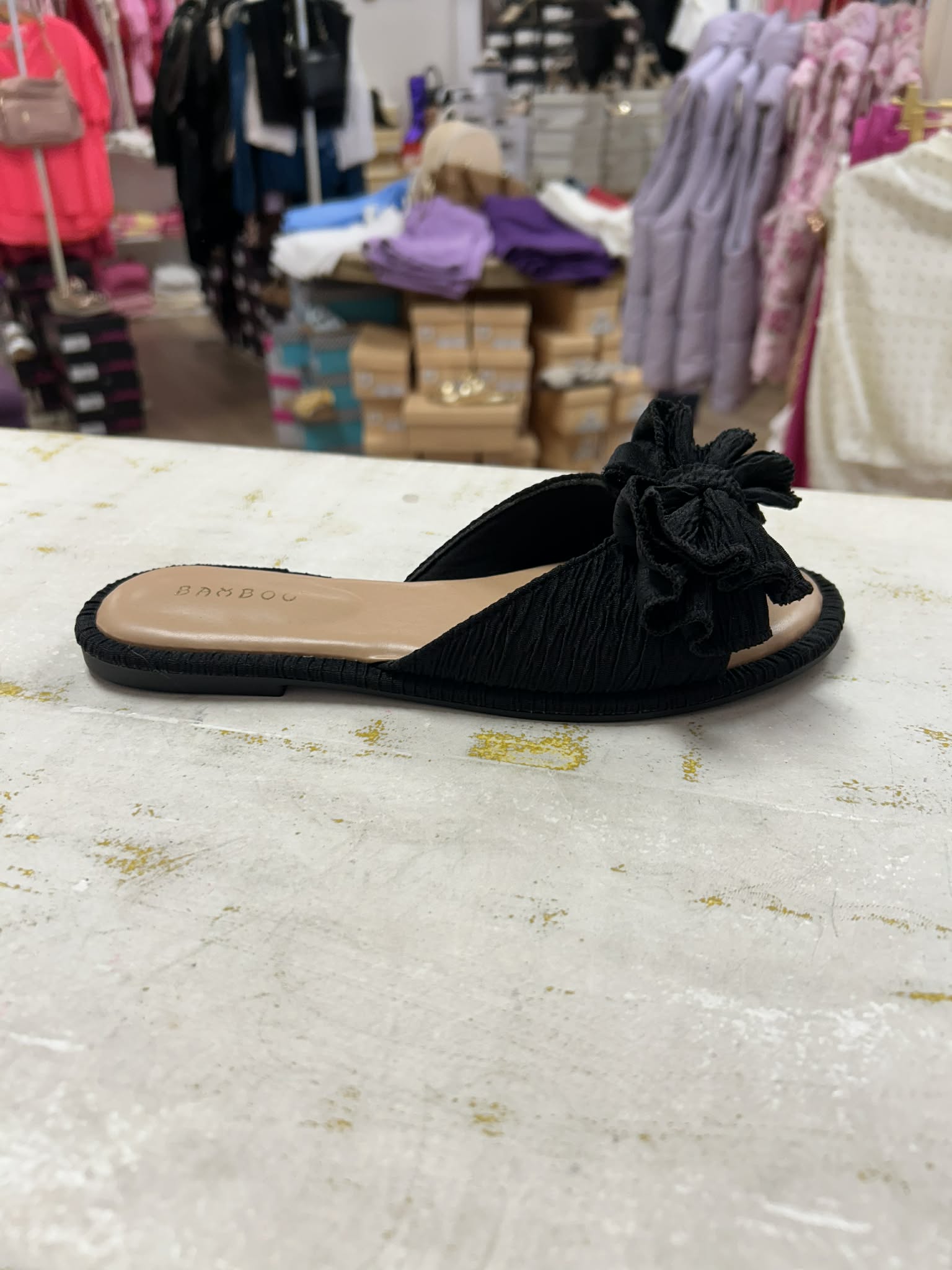 NOTION-Black Bow Sandal