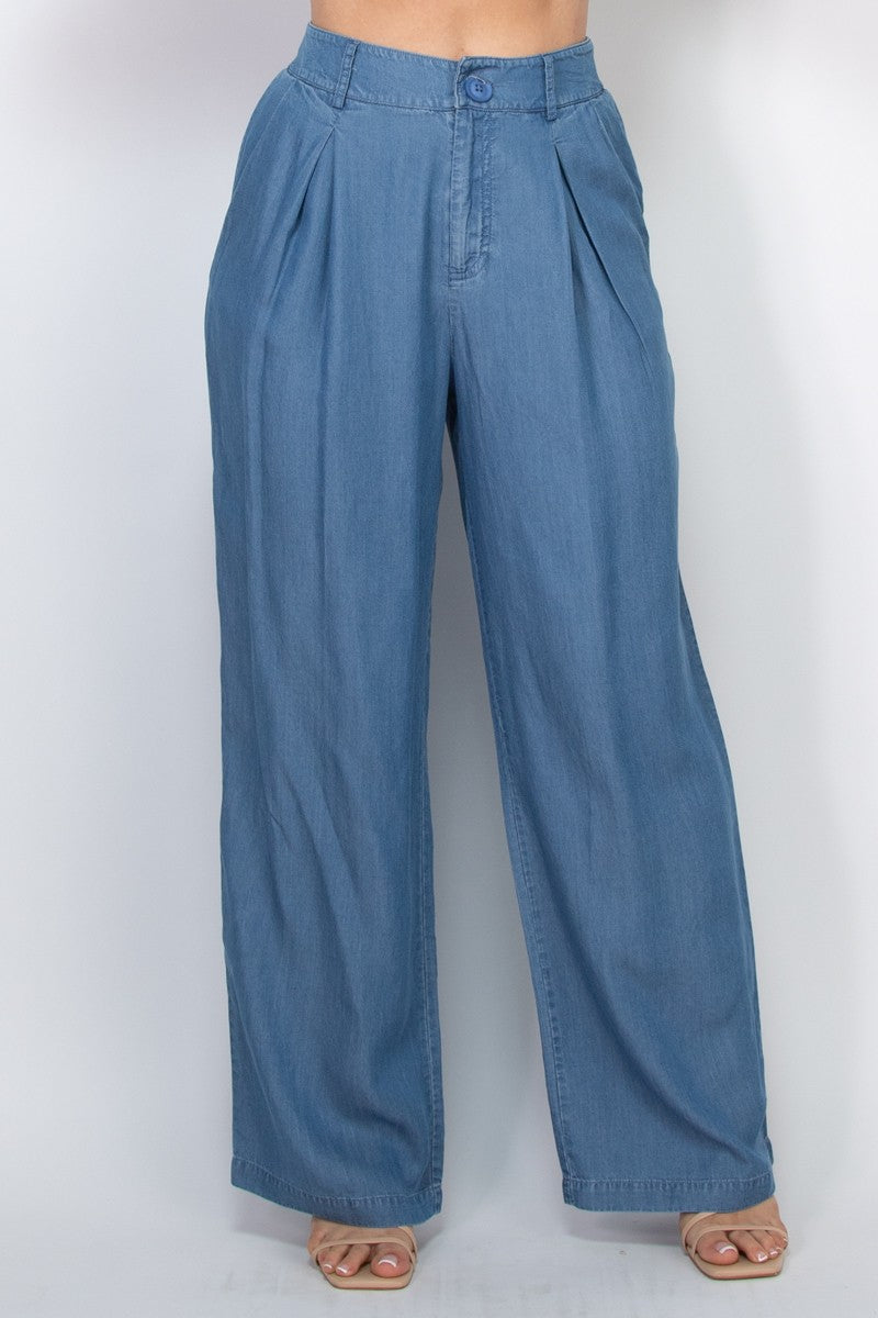Pintuck Denim Pants