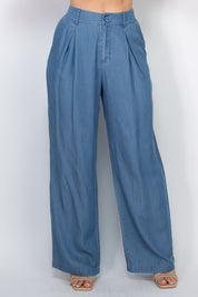 Pintuck Denim Pants
