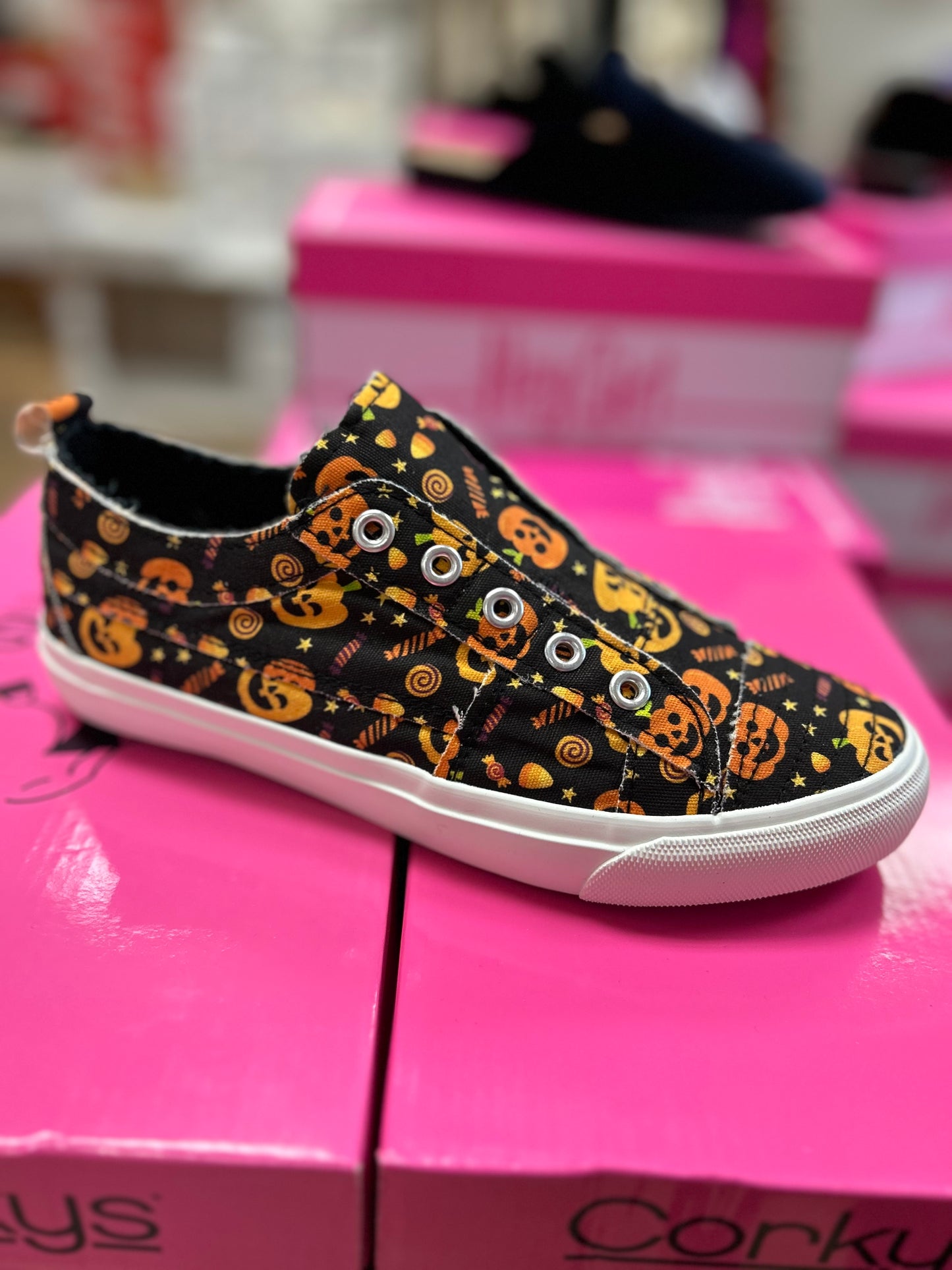 Black Pumpkin Slip Ons