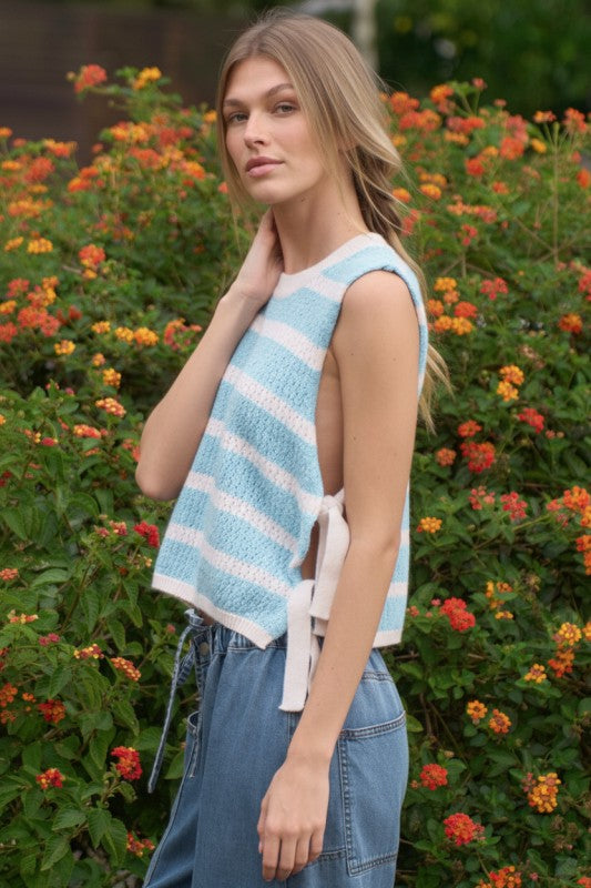 Maci- crochet side tie top