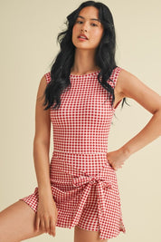 KIMBERLY- Tie Waist Romper Skort With Built in Shorts