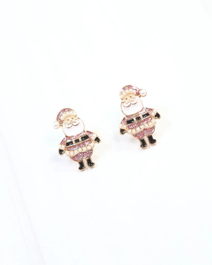 Cheery Santa Stud Earring Pink