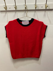 Rolled Contrast Sleeve Game Day Knit Top