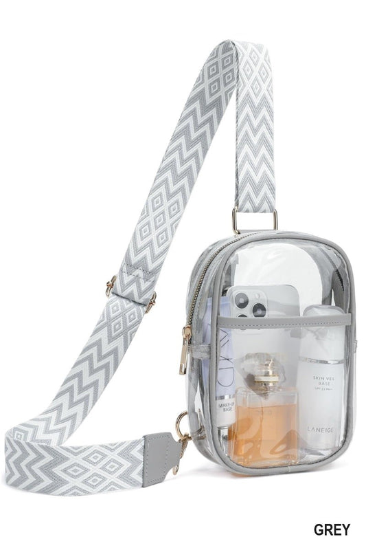 Clear Sling Bag with Guitar Strap - Grey