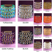9 Piece Colorful Beaded Stretchy Bracelet Stack