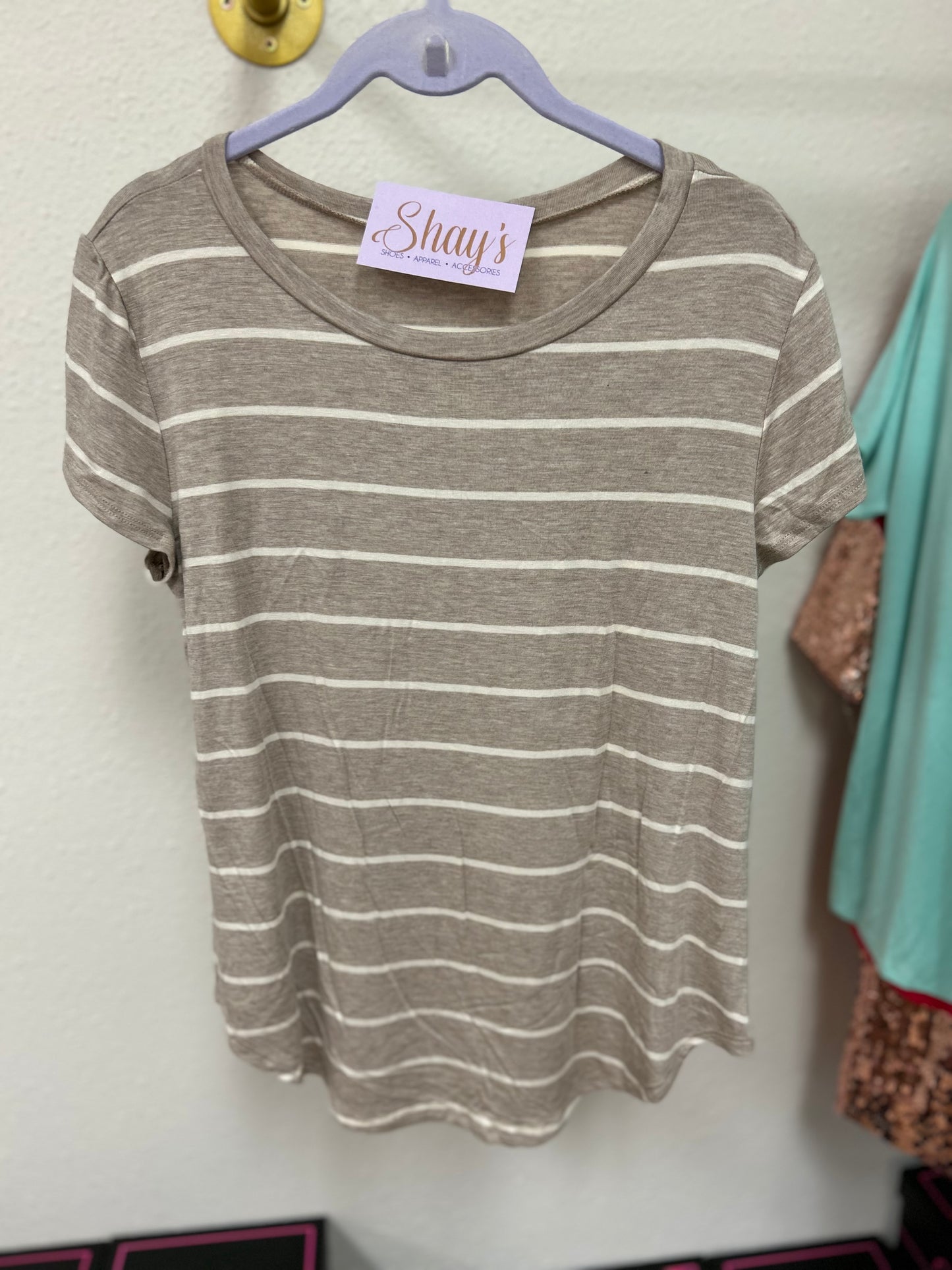 Heathered Taupe Striped Shirt