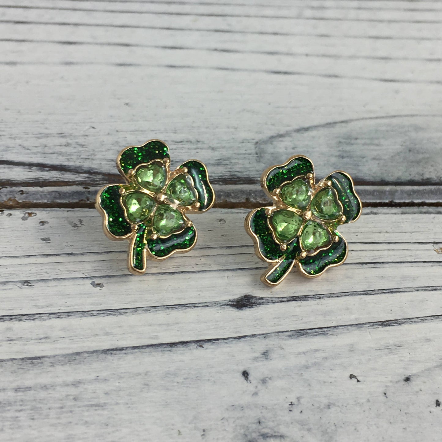 Glitter/gem shamrock post earrings