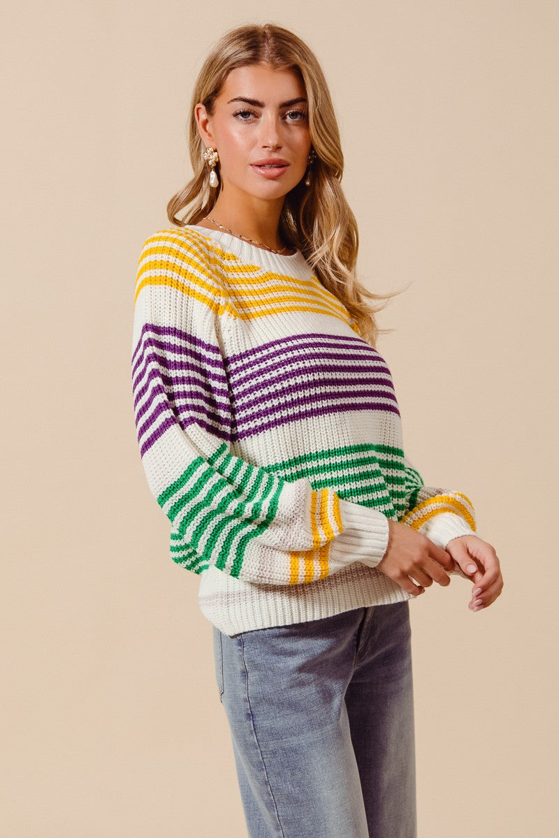 Choctaw- Striped Raglan Sweater