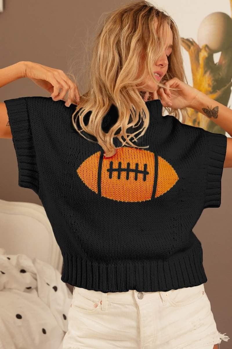 Football Pattern Ribbed Sweater