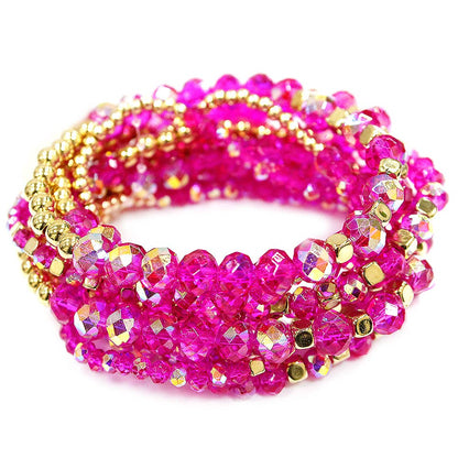CRYSTAL BEAD MULTI ROW STRETCH BRACELET SET, SB 8406