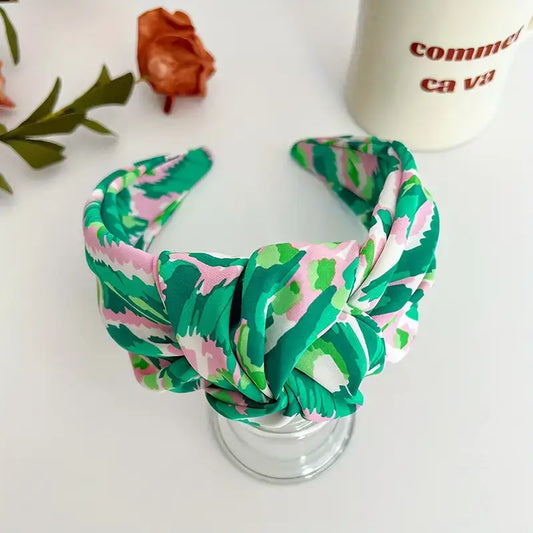 Green Spring Floral Knotted Headband