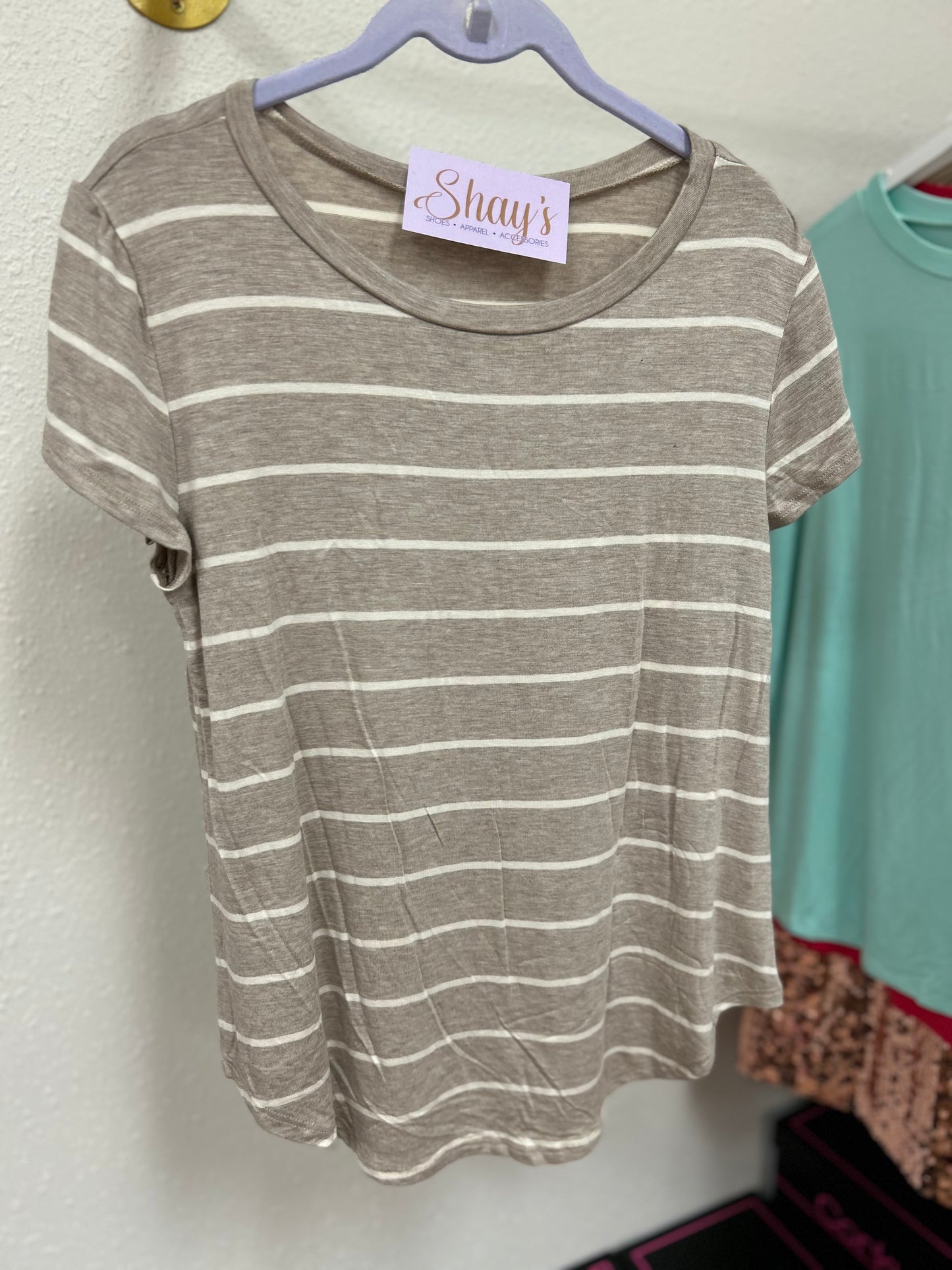 Heathered Taupe Striped Shirt