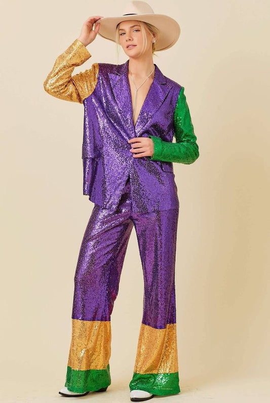Mardi Gras Sequin Wide Leg Pants - FINAL SALE