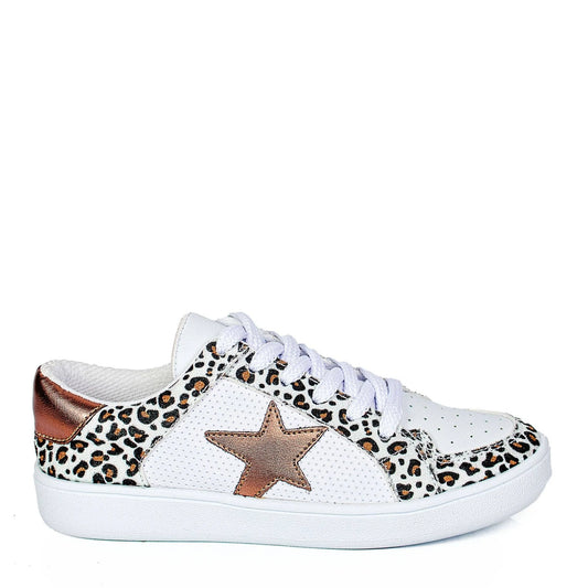 Miel Leopard Tennis - White