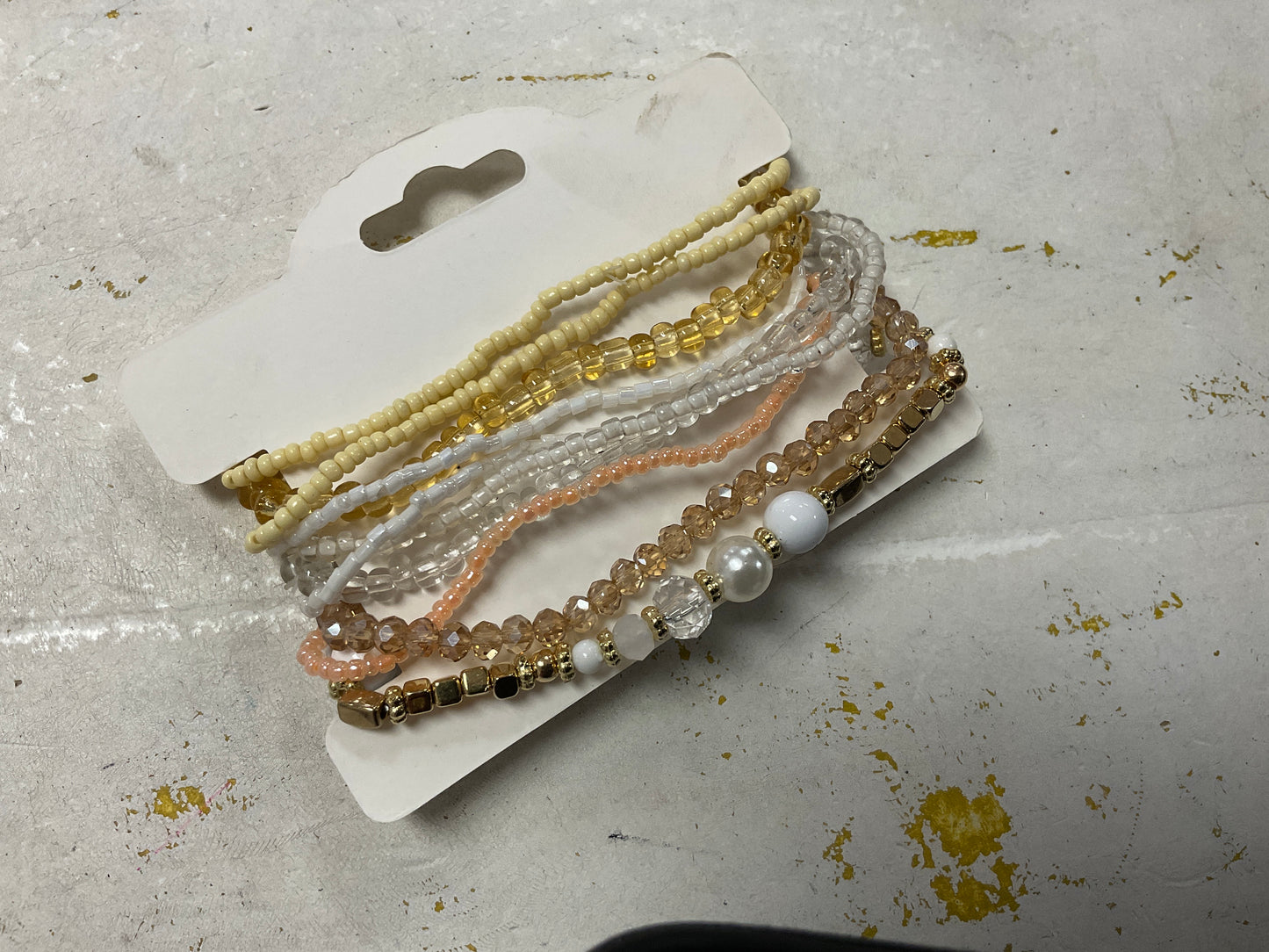 Light Pink & Pastel Yellow Stretchy Bracelet Set