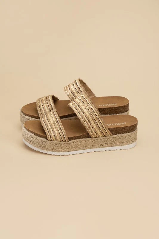 West Platform Sandal - Natural/gold/multi