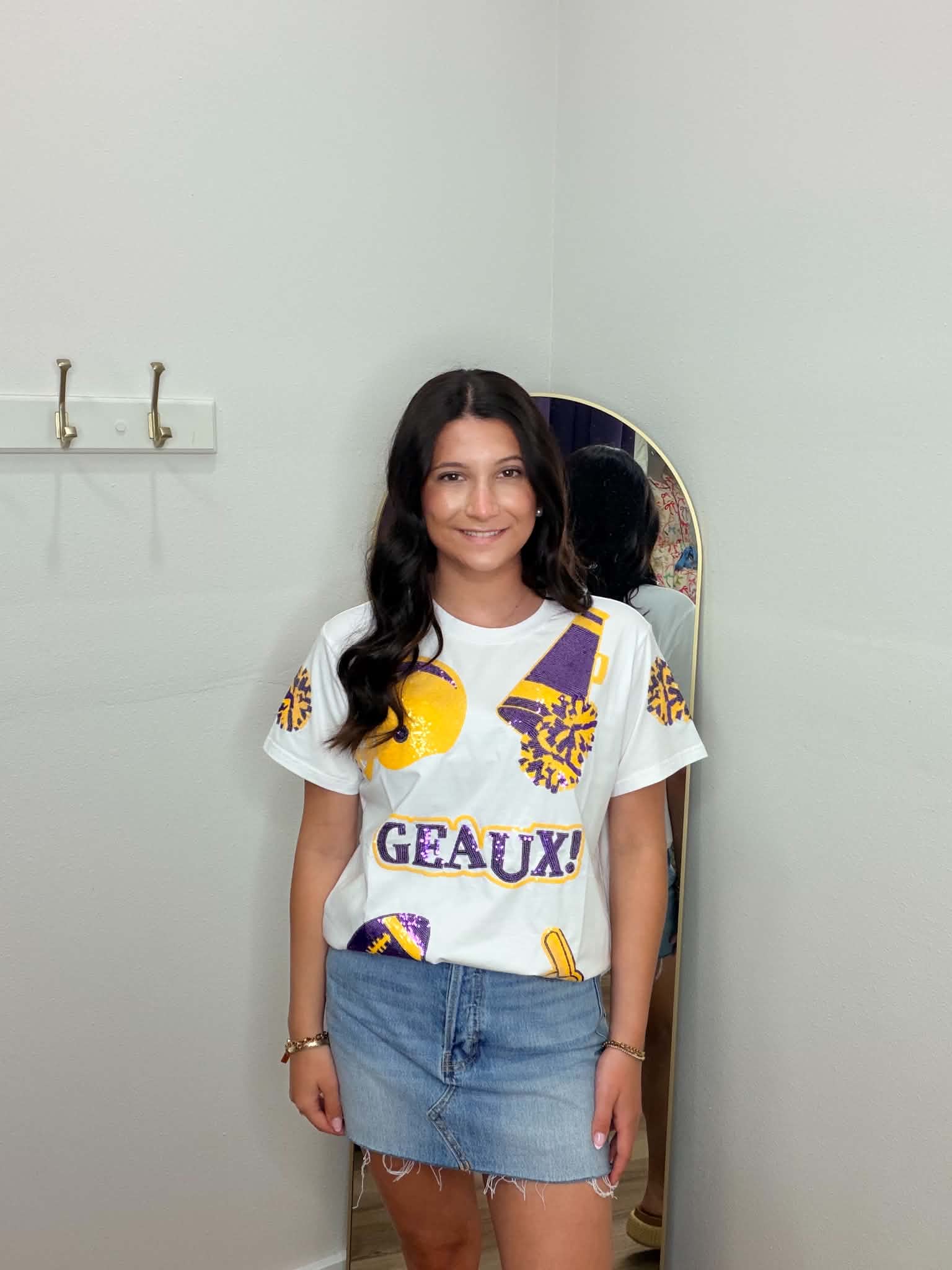 Purple/Gold Let's Geaux Sequin Shirt