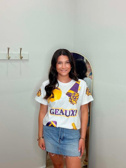Purple/Gold Let's Geaux Sequin Shirt