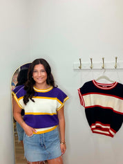 GAMEDAY THEME COLORBLOCK REALXED FIT KNIT SWEATER TOP