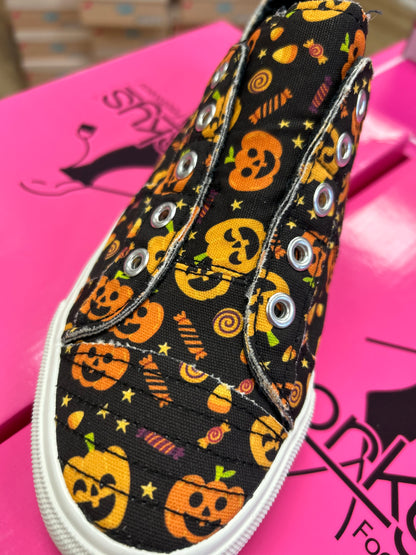 Black Pumpkin Slip Ons