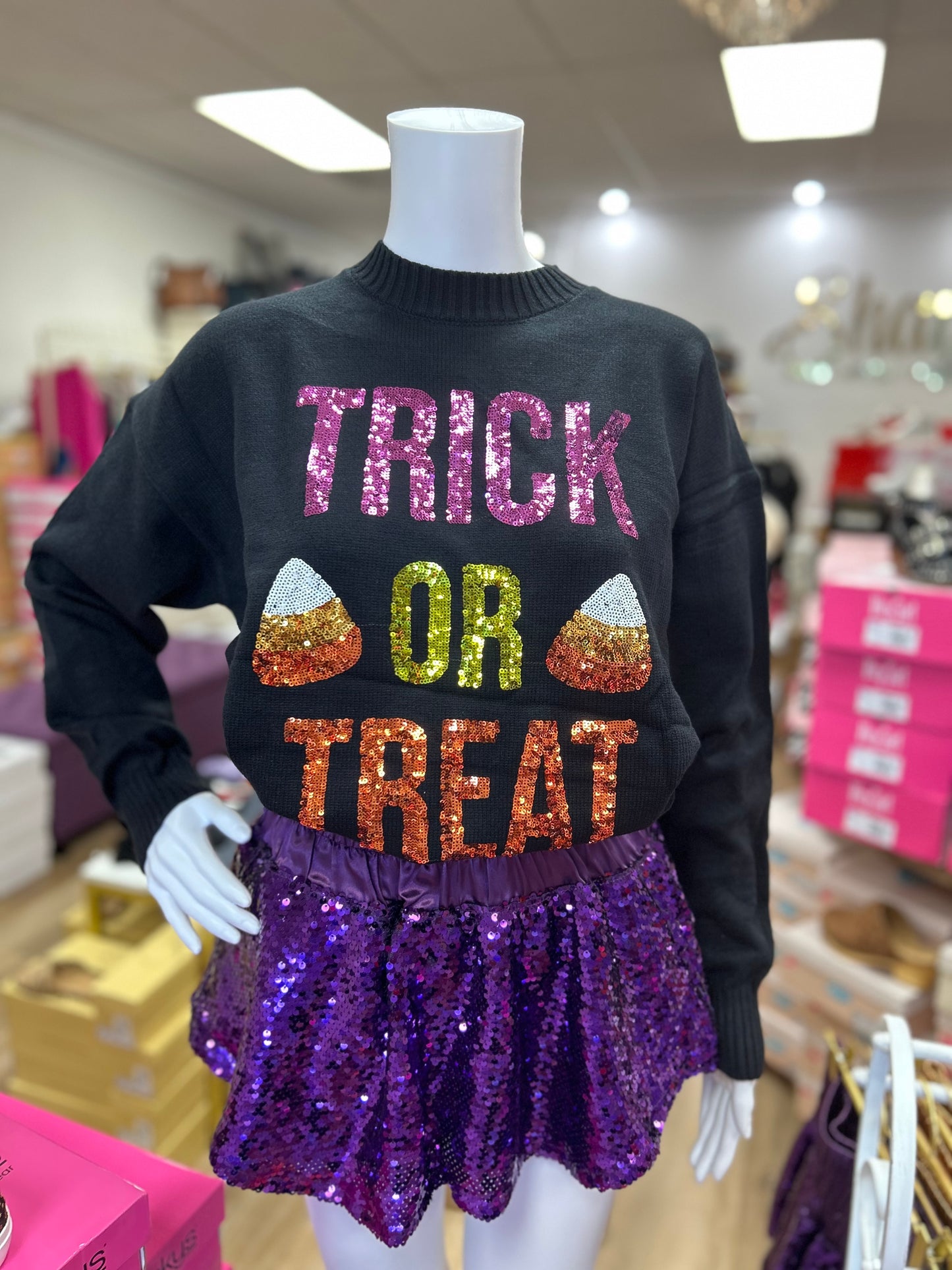 Trick Or Treat Sequin Sweater