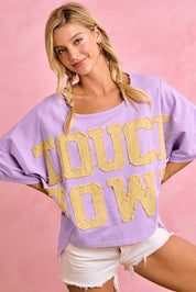 Gameday Theme Polka Dot Patches Short Sleeves Top