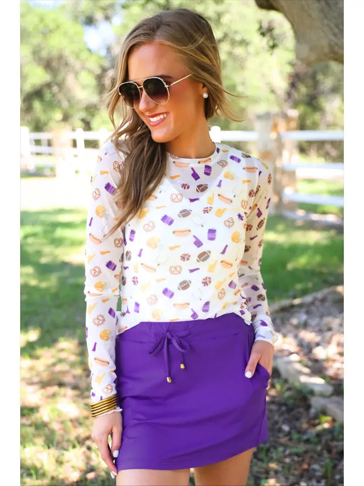 Alyssa Mesh Top- Purple Tailgate