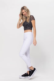 Mid Rise Pull On Crop Skinny