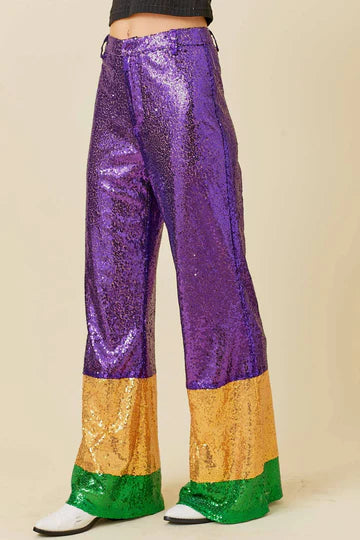 Mardi Gras Sequin Wide Leg Pants