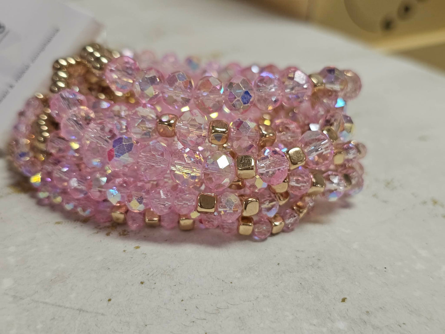 CRYSTAL BEAD MULTI ROW STRETCH BRACELET SET, SB 8406